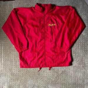 Vintage Cryllic Alphabet windbreaker- XL, Red